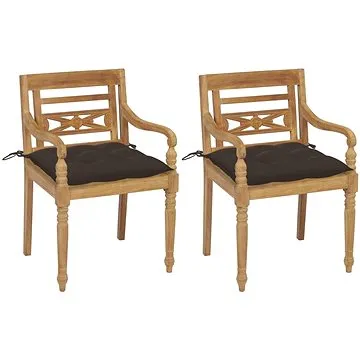 SHUMEE Židle zahradní BATAVIA s taupe poduškami, teak 3062150 - 2ks v balení (3062150)