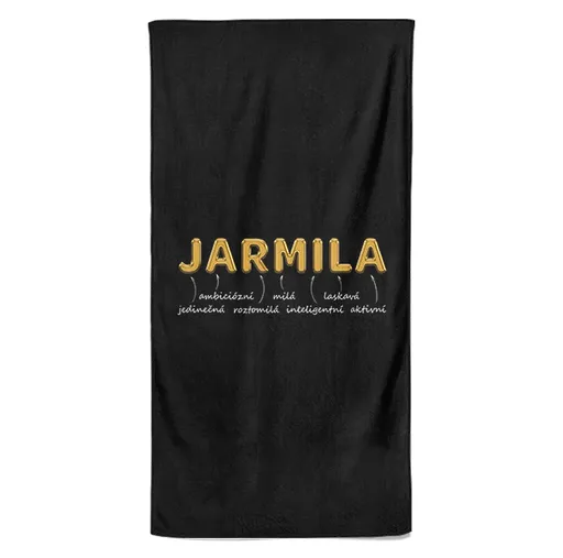 Osuška Ženská jména – GOLD (Jméno: Jarmila, Velikost osušky: 70x140cm)