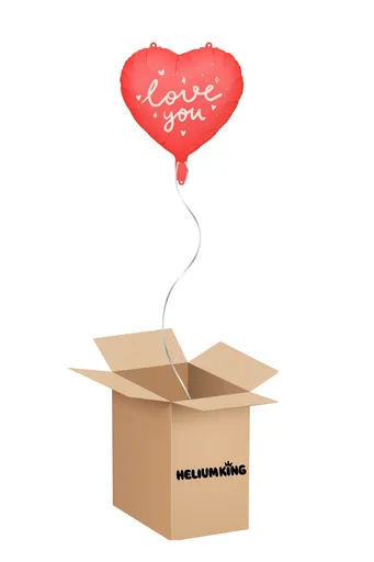 HeliumKing Balónový box - Červené srdce love you 45 cm