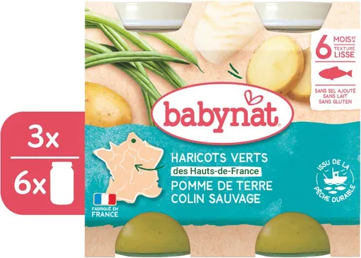 BABYNAT Brambory a zelené fazolky s aljašskou treskou 3× (2× 200 g) (BABY11804s)