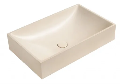 SAPHO TARANT betonové umyvadlo včetně výpusti, 58x36cm, bílý pískovec AR472