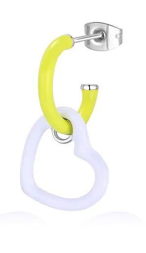 S'Agapõ Ocelová single náušnice 2v1 Srdíčko Vibes SVB49