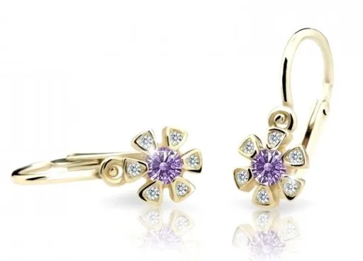 Cutie Jewellery Zlaté dětské náušnice C2156-10-X-1 fialová