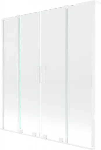MEXEN/S Velar L Duo dvoukřídlá posuvná vanová zástěna 160 x 150, transparent, bílá 896-160-003-02-20