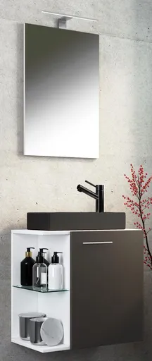 VCM 3dílné umyvadlo pro hosty Hausa BL se zrcadlem, bílé