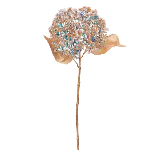 Umělá řezaná Hortenzie pestrobarevný květ, zlatá, 60 cm