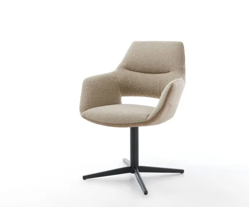 Jídelní židle Yago-Flex s područkami kombinace materiálů tmavě