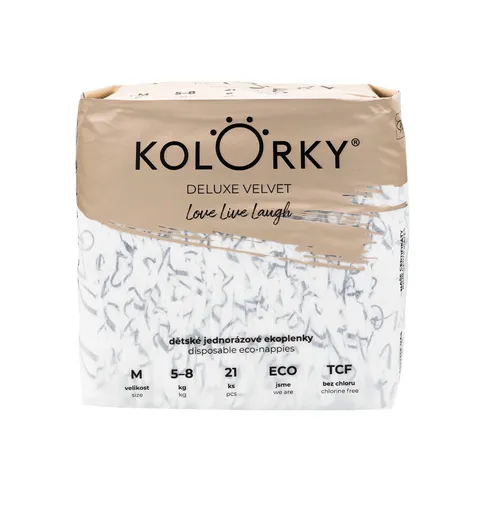 KOLORKY DELUXE VELVET Jednorázové eko plenky se sametovým povrchem vel. M 5-8 kg 21 ks