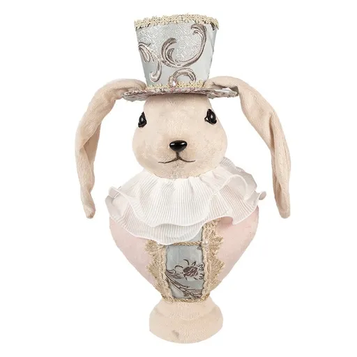 Béžová dekorace busta sametová zaječice Fancy - 18*15*39 cm Clayre & Eef