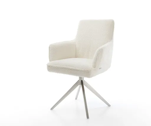 Otočná židle Heira-Flex s područkami Bouclé bílá Křížový rám