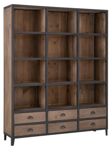 Policový regál / knihovna s kovovou kontrukcí Industrial - 165*40*216cm J-Line by Jolipa