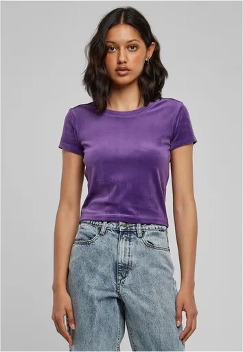 Urban Classics Ladies Short Velvet Tee realviolet - XS