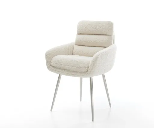 Jídelní židle Abelia-Flex s područkami plyšový manšestr béžová