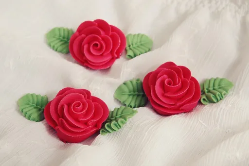 Cukrová růže velká s lístky modrá (3 ks) -