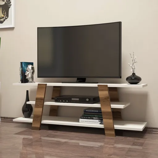 TV stolek Flower - Walnut, Cream