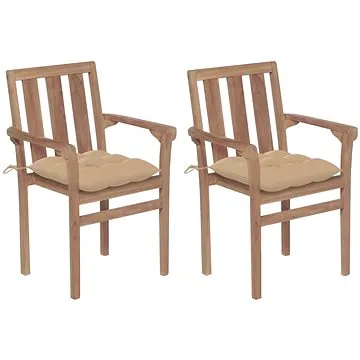 SHUMEE Židle zahradní béžové podušky, teak 3062226 - 2ks v balení (3062226)