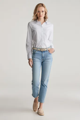 DŽÍNY GANT CROPPED SLIM JEANS SEMI LIGHT BLUE