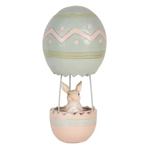 Růžovo-modrá dekorace králík v balónu - Ø 12*25 cm Clayre & Eef