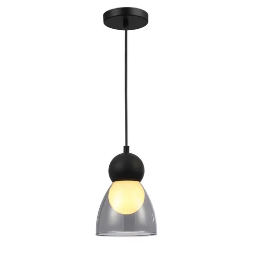 ACA Lighting závěsné svítidlo JULIETTE černá a sklo IP20 1xE27 LT1521PBK