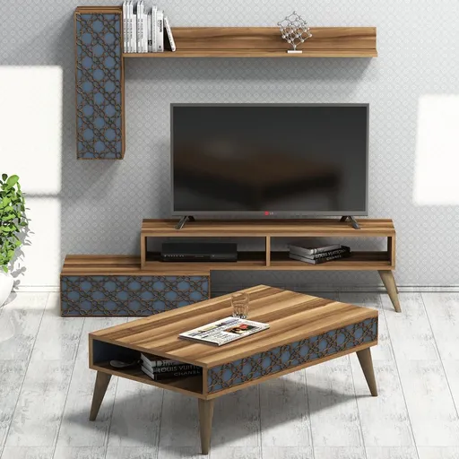 Living Room Furniture Set Planet - Walnut, Chalcedony