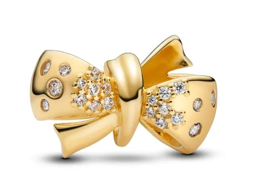 Pandora Pozlacený korálek Třpytivá mašlička Shine Moments 763442C01