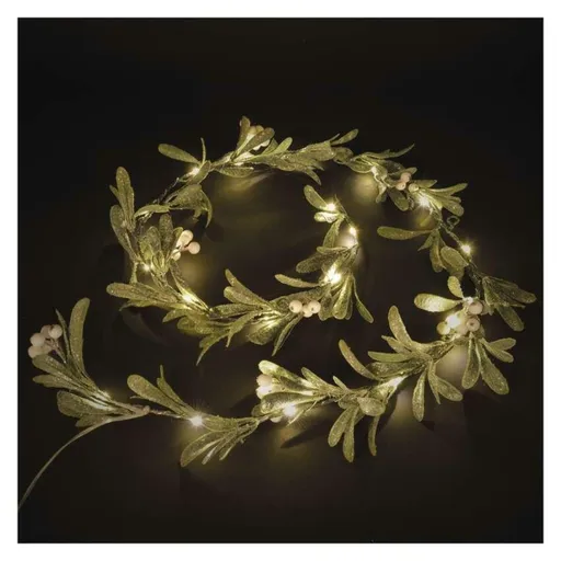 EMOS LED vánoční girlanda - jmelí, 1,5 m, 3x AA, vnitřní, teplá bílá, časovač DCTW27