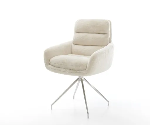 Jídelní židle Abelia-Flex s područkami plyšový manšestr krémová