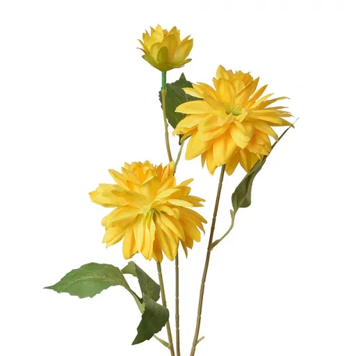 Žlutá umělá dekorace květina jiřina - 17*10*70 cm 5PL0130Y