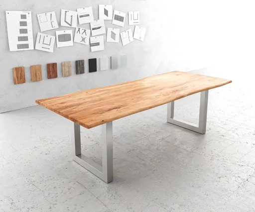 Jídelní stůl Edge 240x100cm akácie přírodní nerezová ocel