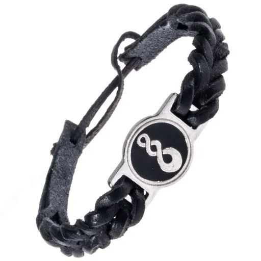 Pletený řemínek na ruku z kůže - černý, trojitá smyčka