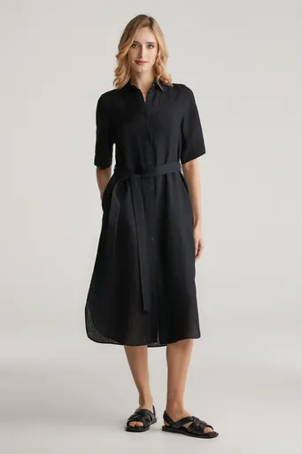 ŠATY GANT REG LINEN SS SHIRT DRESS BLACK