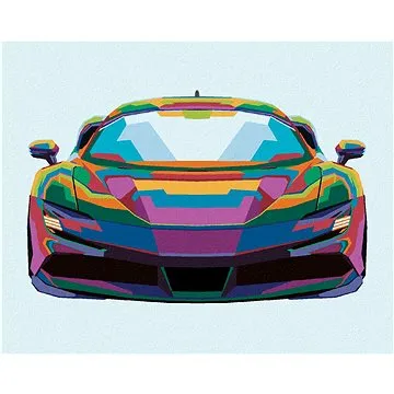 Barevné sportovní auto, 40×50 cm, vypnuté plátno na rám (6040211)