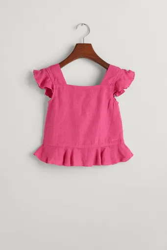 TOP GANT LINEN FRILL TOP BOLD VIOLET
