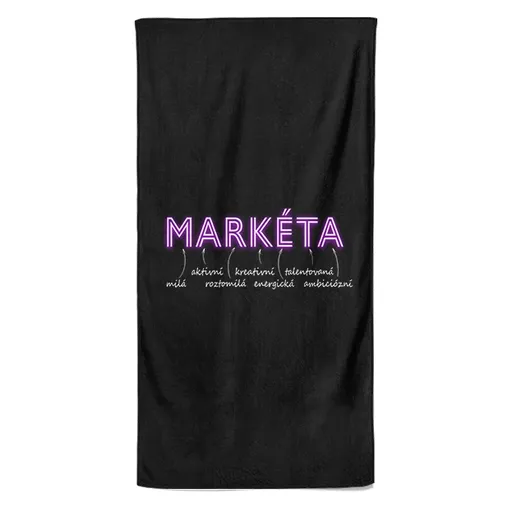 Osuška Ženská jména – NEON (Jméno: Markéta, Velikost osušky: 70x140cm)