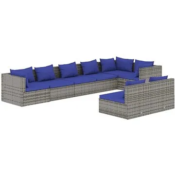 8dílná zahradní sedací souprava s poduškami šedá polyratan, 3102406 (3102406)