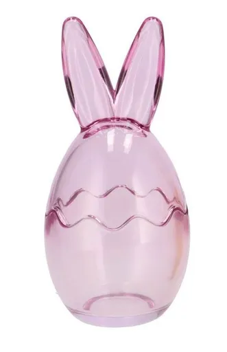 Pastelová fialová skleněná dóza vajíčko s oušky Rabbi - Ø 8*17 cm daan kromhout