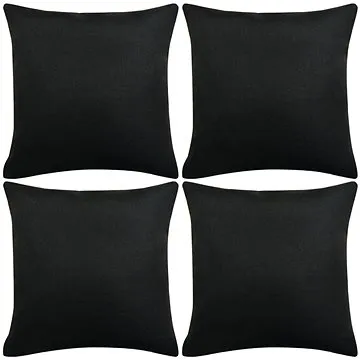 Povlaky na polštářek 4 ks, se vzhledem lnu černý 40x40 cm