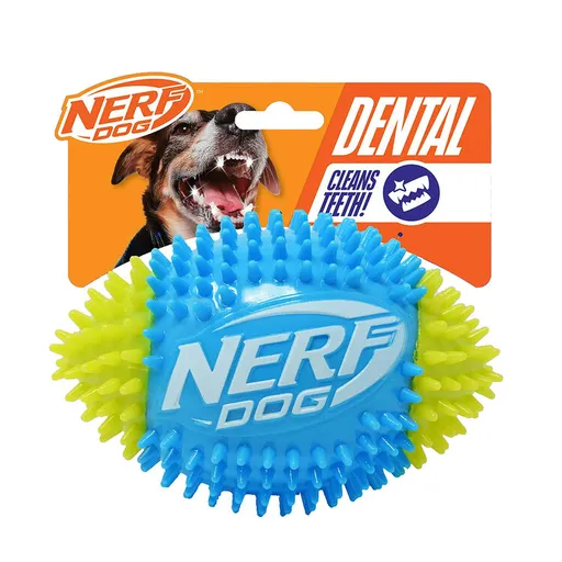 NERF DOG Hračka pro psy pískací fotbalový míč se spikemi 15 cm