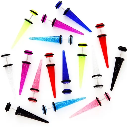 Falešný taper do ucha se třpytkami - Barva piercing: Světlá Modrá