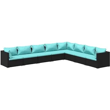 8dílná zahradní sedací souprava s poduškami polyratan černá, 3101769 (3101769)