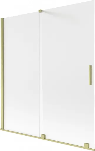 MEXEN/S Velar dvoukřídlá posuvná vanová zástěna 150 x 150, dekor, zlatá kartáčovaná 896-150-000-31-55