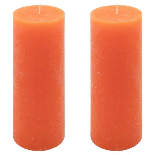 Oranžová parafínová svíčka rustikální 20 cm, 90 h, sada 2 ks