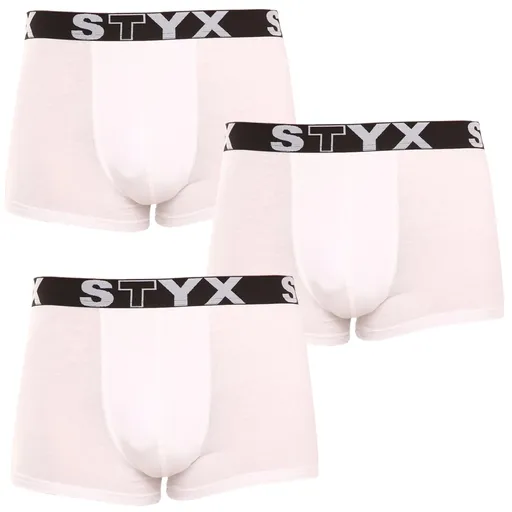 Styx 3PACK pánské boxerky sportovní guma bílé (3G1061) XXL