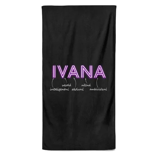 Osuška Ženská jména – NEON (Jméno: Ivana, Velikost osušky: 70x140cm)