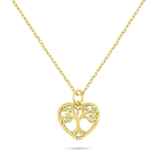 Brilio Silver Slušivý pozlacený náhrdelník Strom života NCL152Y