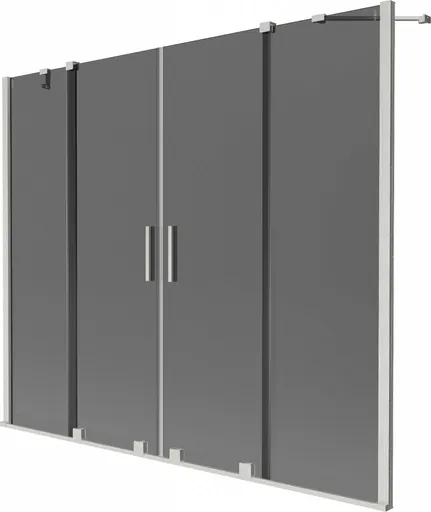 MEXEN/S Velar Duo dvoukřídlá posuvná vanová zástěna 180 x 150, grafit, nikl kartáčovaný 896-180-000-42-97