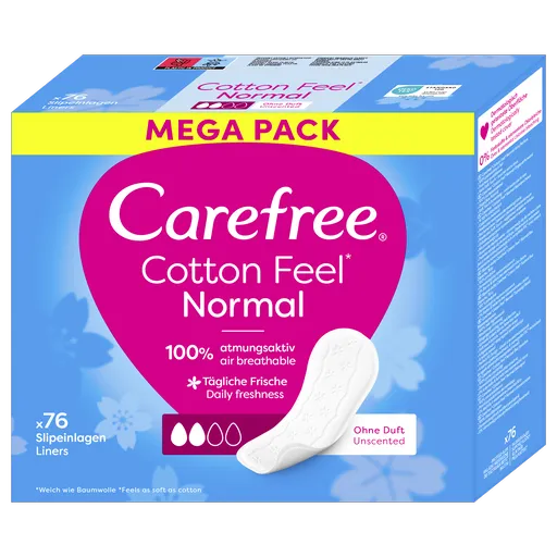 Carefree Slipové vložky s výtažkem z bavlny Cotton Feel Normal 76 ks