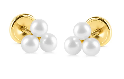 Brilio Něžné zlaté náušnice s pravými perlami 14/146.451/17P