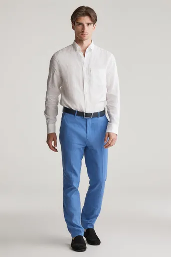 KALHOTY GANT SLIM COT/LINEN SUIT PANTS SALTY SEA
