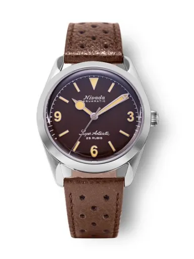 Nivada Grenchen Super Antarctic 3.6.9. Brown No Vintage Effect - Beige Luminous - Brown Racing Strap
